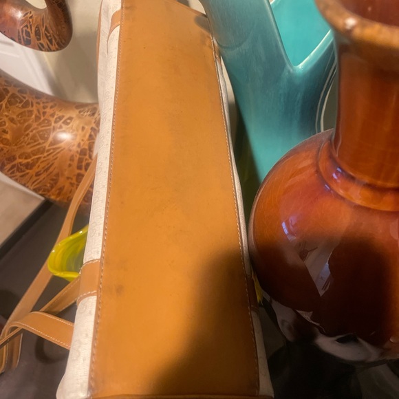 1980S GUCCI BAG GG CANVAS & LEATHER HANDBAG SATCHEL W TOP HANDLES - Picture 4 of 15